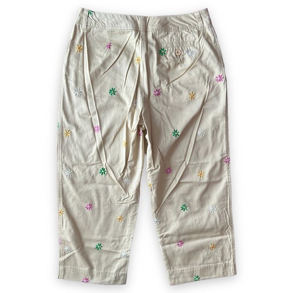 Chadwicks 10 Vintage Y2K Embroidered Flower Khaki Pants GrandmaCore New Floral - Picture 2 of 10